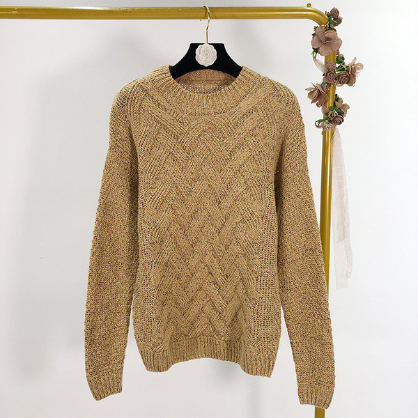 Pulover de dama tricotat in verde, albastru si maro