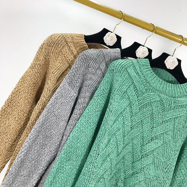Pulover de dama tricotat in verde, albastru si maro