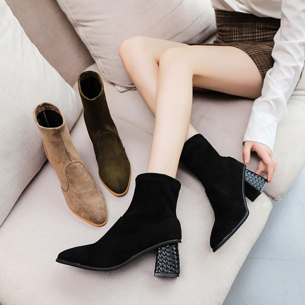 Cizme de dama stilate din piele intoarsa model ascutit in mai multe culori