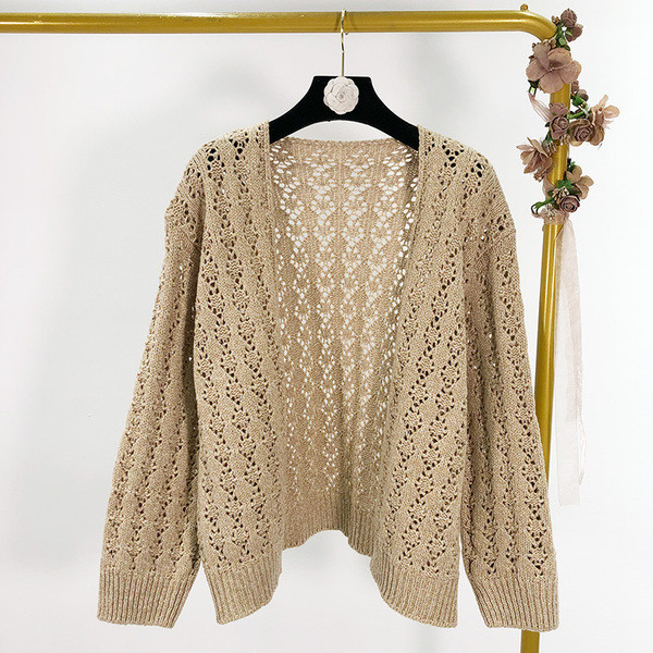 Vestă subțire de damă fără închidere în bej, maro și verde