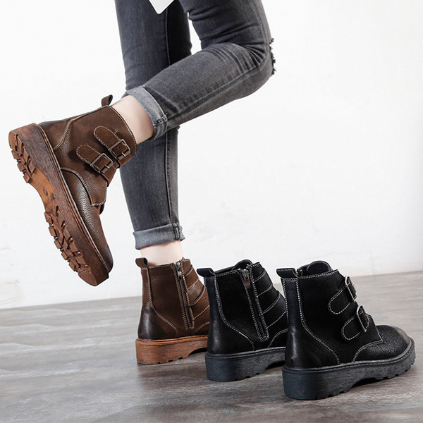 Cizme casual de dama cu talpa plate in negru si maro