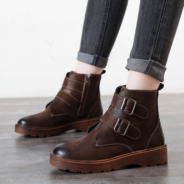 Cizme casual de dama cu talpa plate in negru si maro