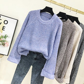 Pulover de dama cu decolteu rotund in mai multe culori - model larg