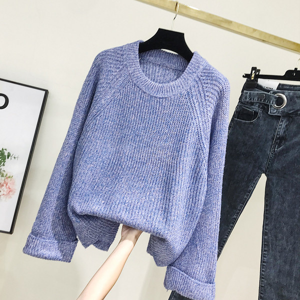 Pulover de dama cu decolteu rotund in mai multe culori - model larg