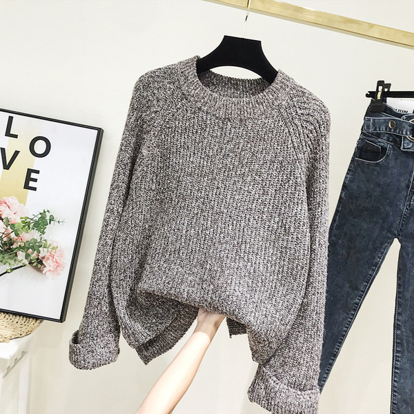 Pulover de dama cu decolteu rotund in mai multe culori - model larg