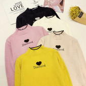 Pulover de damă din puf cu guler polo în mai multe culori