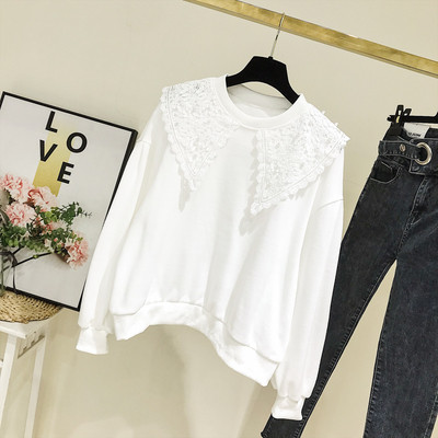 Γυναικεία μπλούζα με στρογγυλή λαιμόκοψη σε ροζ και άσπρο χρώμα