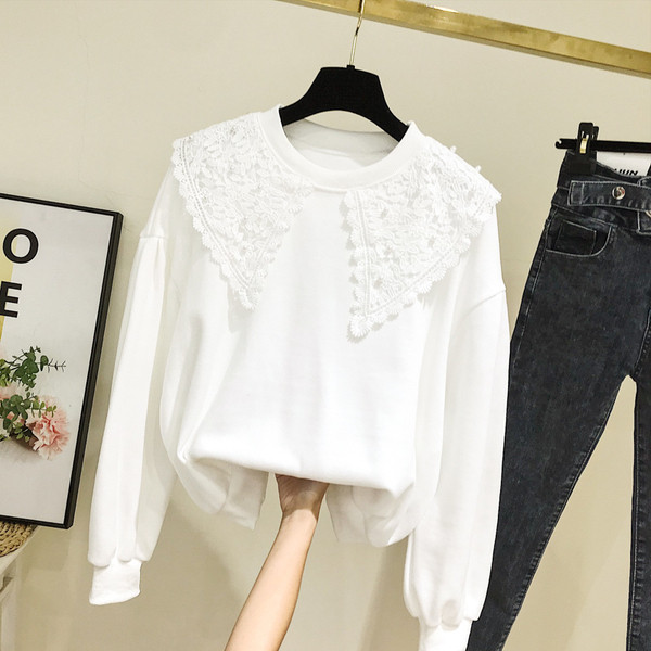 Γυναικεία μπλούζα με στρογγυλή λαιμόκοψη σε ροζ και άσπρο χρώμα