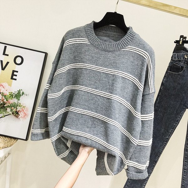 Alkalmi női pulóver - széles modell szürke, narancssárga, fekete és bézs színben