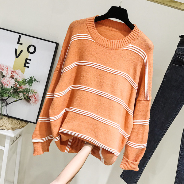 Alkalmi női pulóver - széles modell szürke, narancssárga, fekete és bézs színben