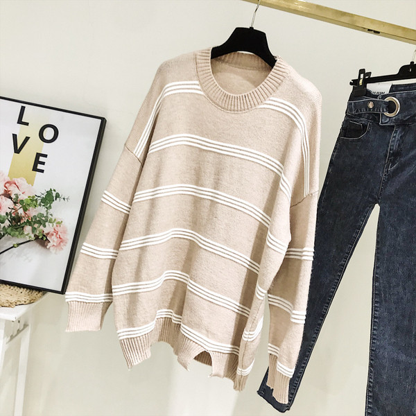 Alkalmi női pulóver - széles modell szürke, narancssárga, fekete és bézs színben