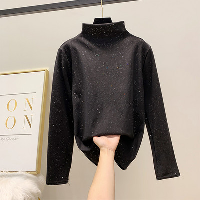 Női blúz pólógallérral, fényes hatással több színben