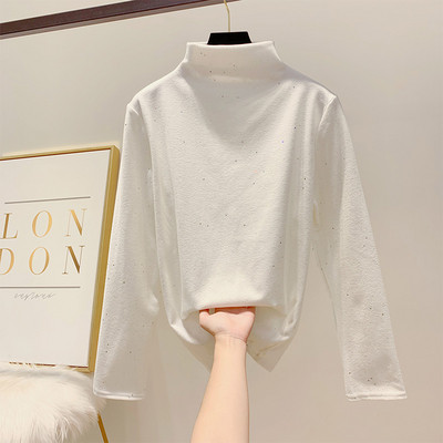 Női blúz pólógallérral, fényes hatással több színben