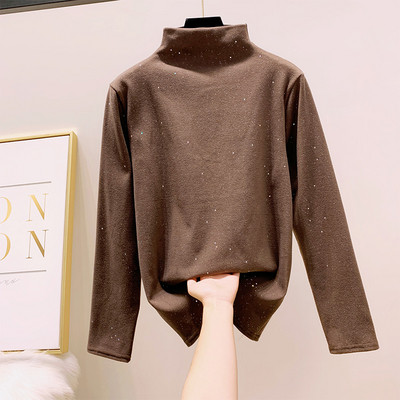 Női blúz pólógallérral, fényes hatással több színben