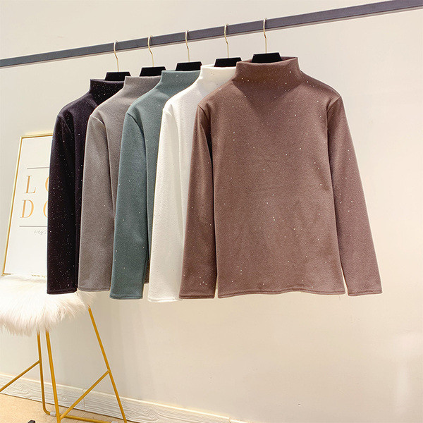 Női blúz pólógallérral, fényes hatással több színben