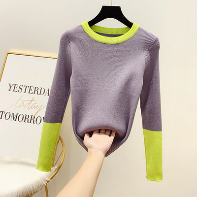 Pulover de dama cu decolteu rotund in patru culori