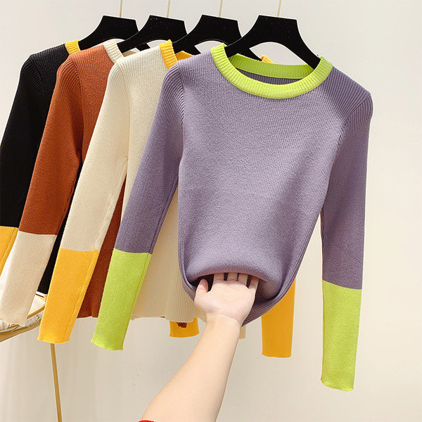 Pulover de dama cu decolteu rotund in patru culori