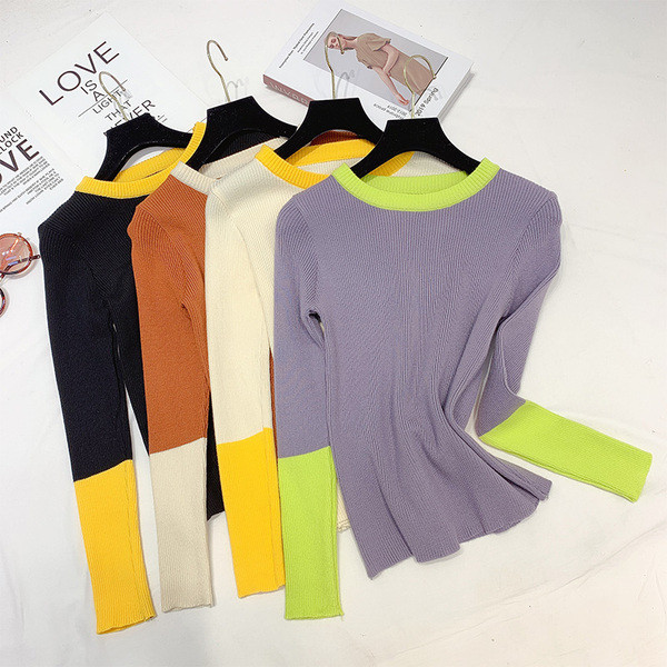 Pulover de dama cu decolteu rotund in patru culori