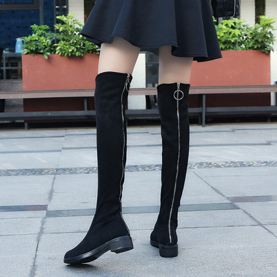 Cizme de dama moderne cu fermoar de culoare neagra - doua modele