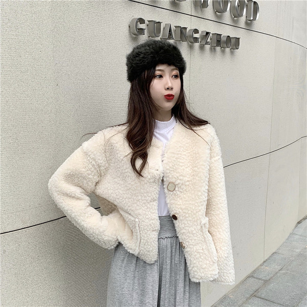 Jachetă scurtă de primăvară-toamnă cu puf de culoare albă