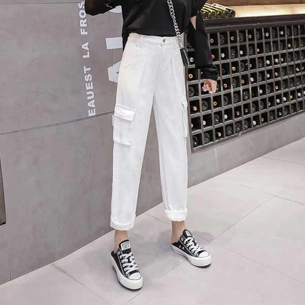 Model nou de blugi sport dama cu buzunare laterale in alb