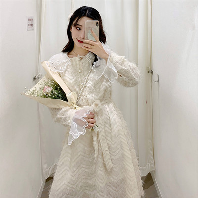 Rochie lungă cu franjuri și tul în alb și negru