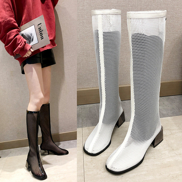 Cizme moderne de dama cu toc gros in negru