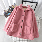 Palton modern de dama cu nasturi si buzunare in galben, albastru si roz