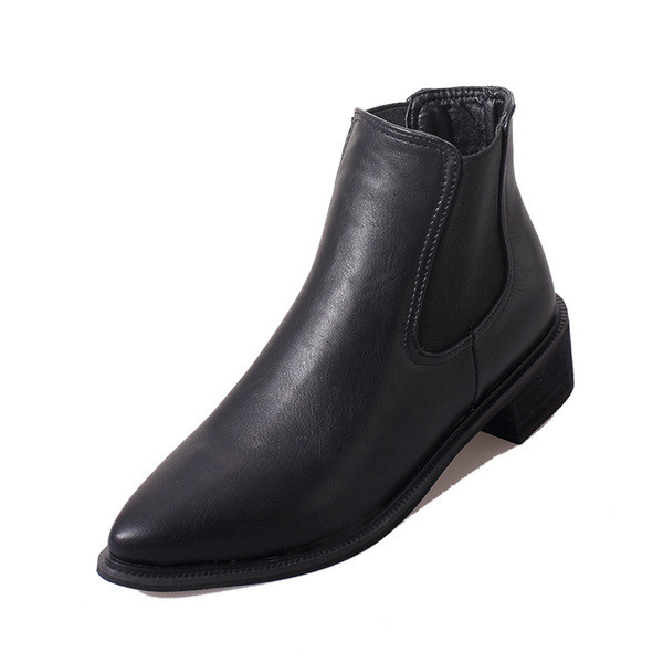 Cizme de dama elegante din piele model ascutit in negru