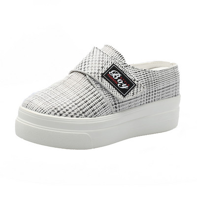 Pantofi casual dama cu petice si talpa inalta in doua culori