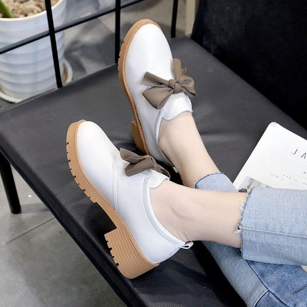 Pantofi casual dama cu talpa plate si panglica in doua culori