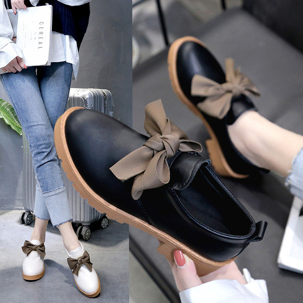 Pantofi casual dama cu talpa plate si panglica in doua culori