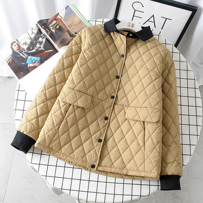 Μοντέρνο χειμερινό μπουφάν με κουμπιά και κλασικό γιακά σε γκρι, καφέ και μαύρο χρώμα