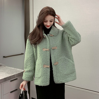 Νέο μοντέλο γυναικείο παλτό με μακριά μανίκια σε λευκό, πράσινο και μπλε χρώμα