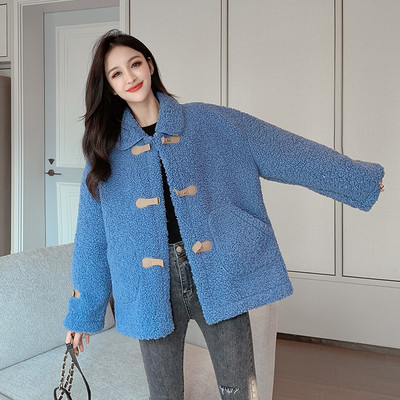 Νέο μοντέλο γυναικείο παλτό με μακριά μανίκια σε λευκό, πράσινο και μπλε χρώμα