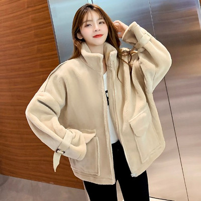 Palton de dama model nou cu fermoar si buzunare in bej