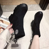 Ghete de dama moderne din piele intoarsa ecologica de culoare neagra - doua modele