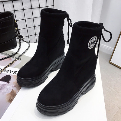 Ghete de dama moderne din piele intoarsa ecologica de culoare neagra - doua modele