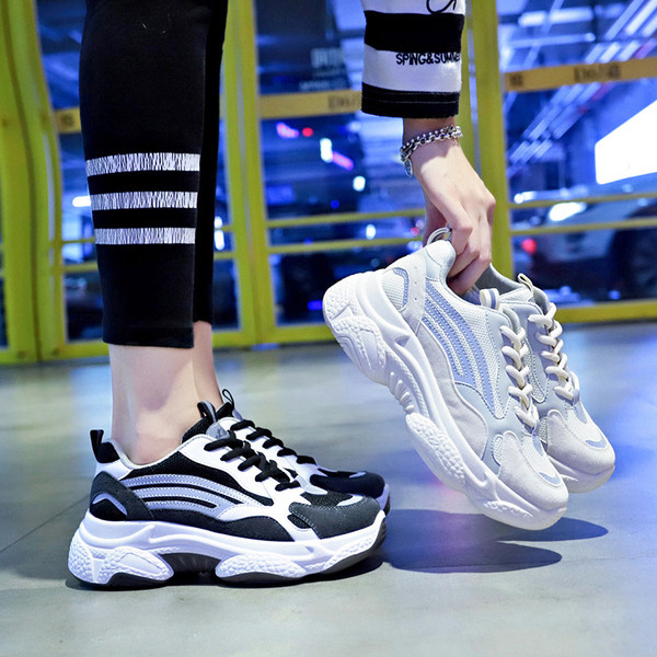 NOI adidași luminoși de damă cu platformă în negru și bej