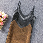 Maieu modern de damă cu bretele subțiri în auriu, argintiu și negru