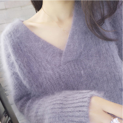 Pulover de iarnă de damă elegant cu decolteu în V în mai multe culori