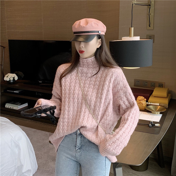 Pulover de dama cu guler semi-inalt in mai multe culori