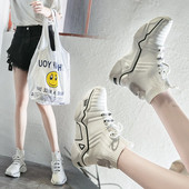 Adidasi de dama cu platforma in alb si negru