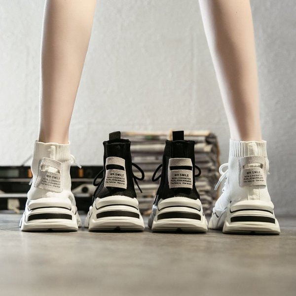 Adidasi de dama cu platforma in alb si negru