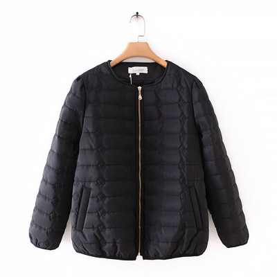 Modern női rövid téli kabát O-nyakú és hosszú ujjú négy színben