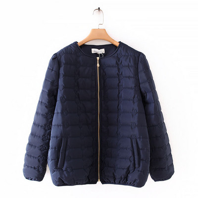 Modern női rövid téli kabát O-nyakú és hosszú ujjú négy színben