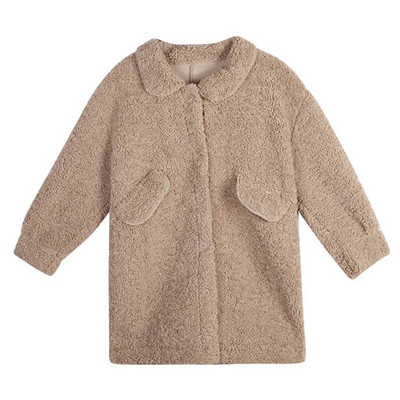 Palton de iarna puf cu nasturi model lat de culoare bej