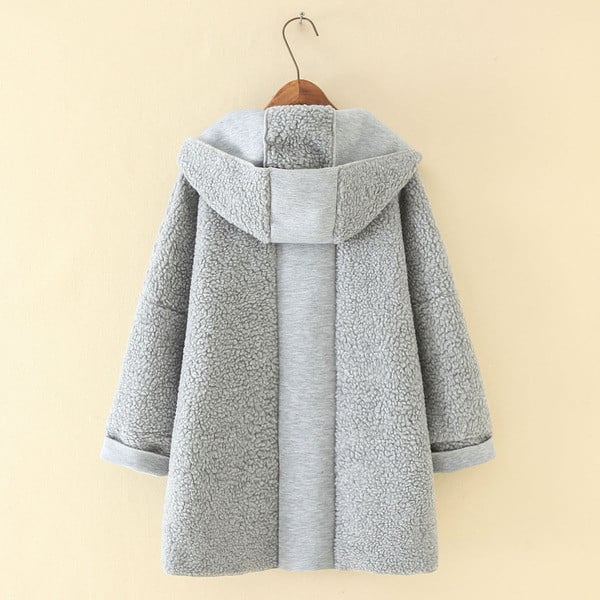 Palton modern de dama cu buzunare si nasturi in gri si negru