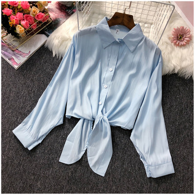 Cămașă modernă de damă scurtă model cu cravate și un guler clasic - mai multe culori