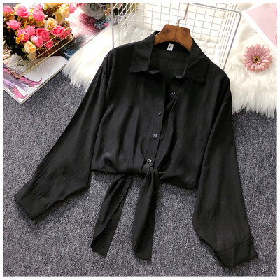 Cămașă modernă de damă scurtă model cu cravate și un guler clasic - mai multe culori